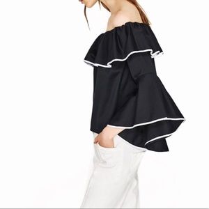 Zara off the shoulder poplin top